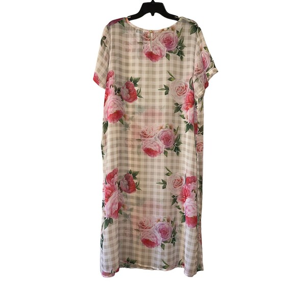 MONROE And MAIN Sheer Dress With Side Slits Size 1X Plus Floral Short Sleeve Key - Picture 2 of 9